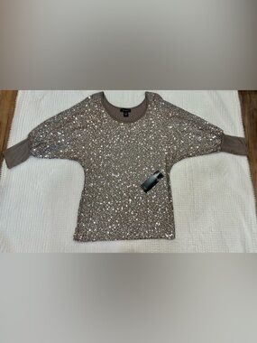 NWT Karen Kane Sequin Dolman Top XL Taupe
